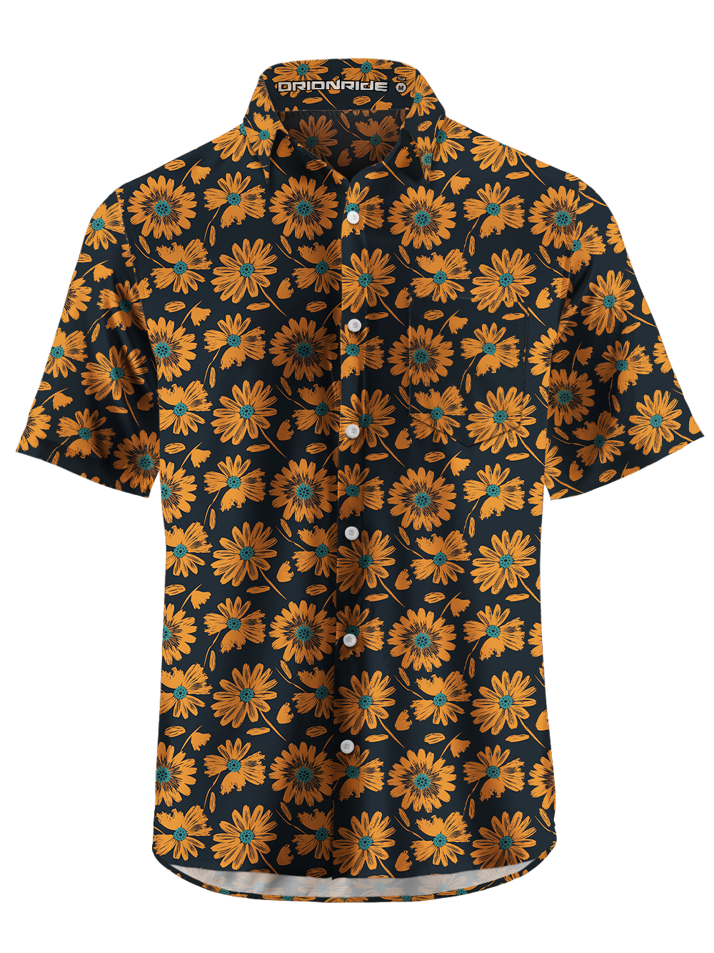 Orionride Daisy Petals Zipper Pockets Ultra Lightweight Short Sleeves Gravel Shirt