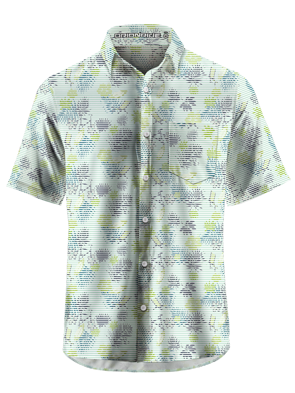 Orionride Striped Floral Zipper Pockets Ultra Lightweight Short Sleeves Gravel Shirt