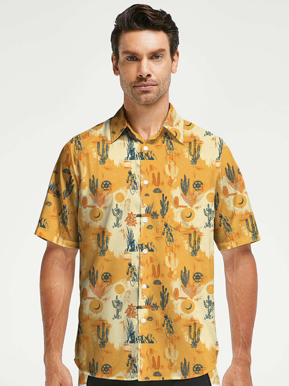 Orionride Fantasy Cactus Zipper Pockets Ultra Lightweight Short Sleeves Gravel Shirt