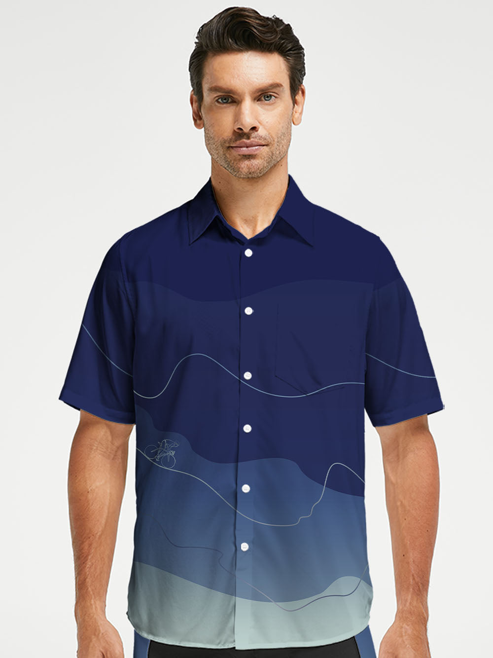 Orionride Gradient Contour Zipper Pockets Ultra Lightweight Short Sleeves Gravel Shirt