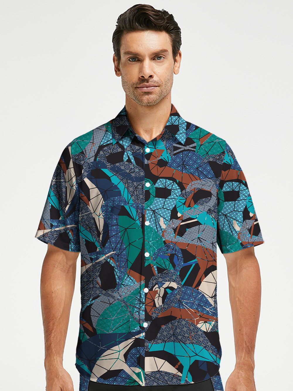 Orionride Geometric Flamingo Zipper Pockets Ultra Lightweight Short Sleeves Gravel Shirt