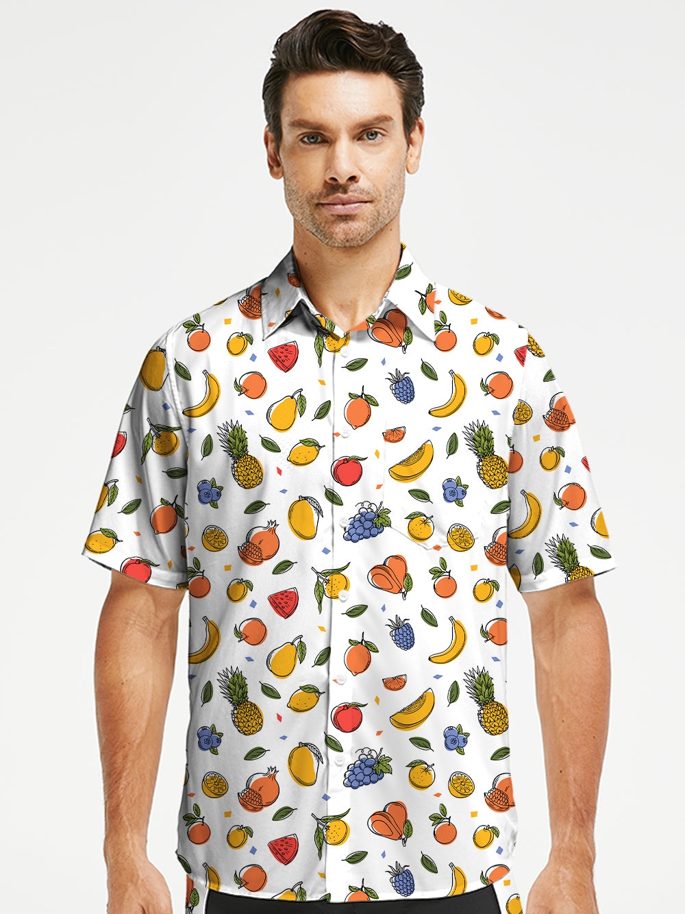 Orionride Various Fruits Zipper Pockets Ultra Lightweight Short Sleeves Gravel Shirt