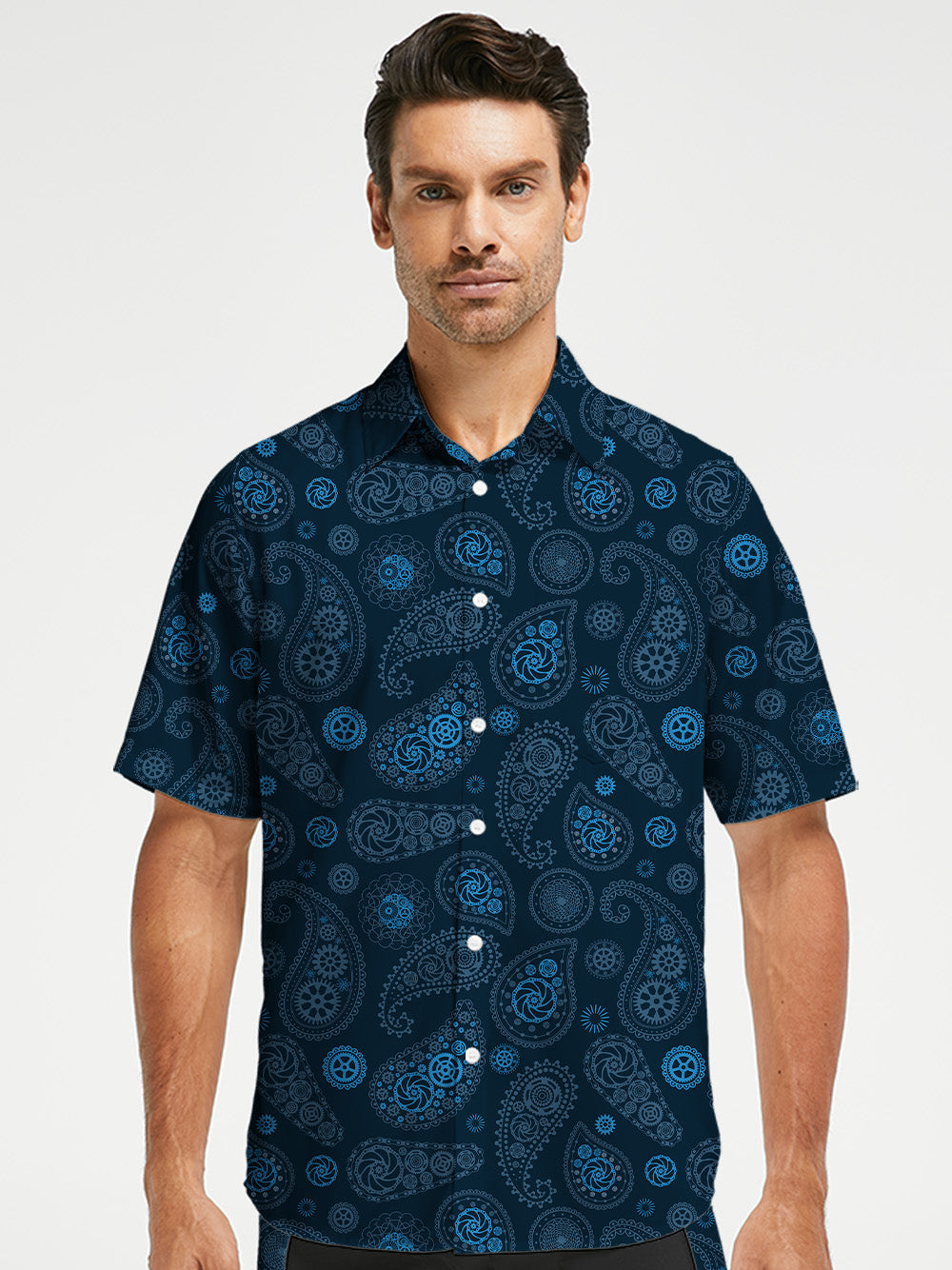 Orionride Vintage Cashew Flower Zipper Pockets Ultra Lightweight Short Sleeves Gravel Shirt