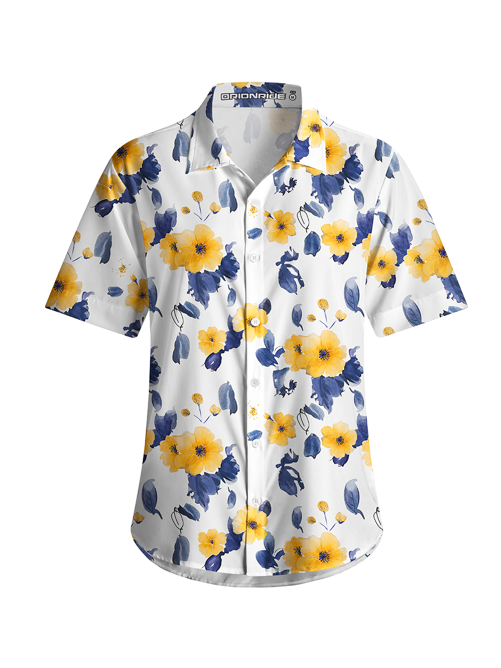 Orionride Ink Hibiscus Flower Zipper Pockets Ultra Lightweight Short Sleeves Women's Gravel Shirt