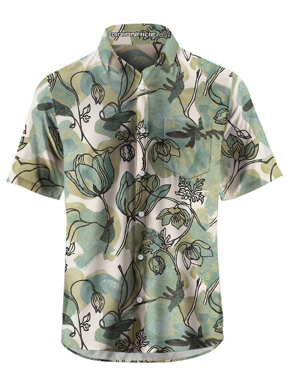 Orionride Boho Bloom Zipper Pockets Ultra Lightweight Short Sleeves Gravel Shirt