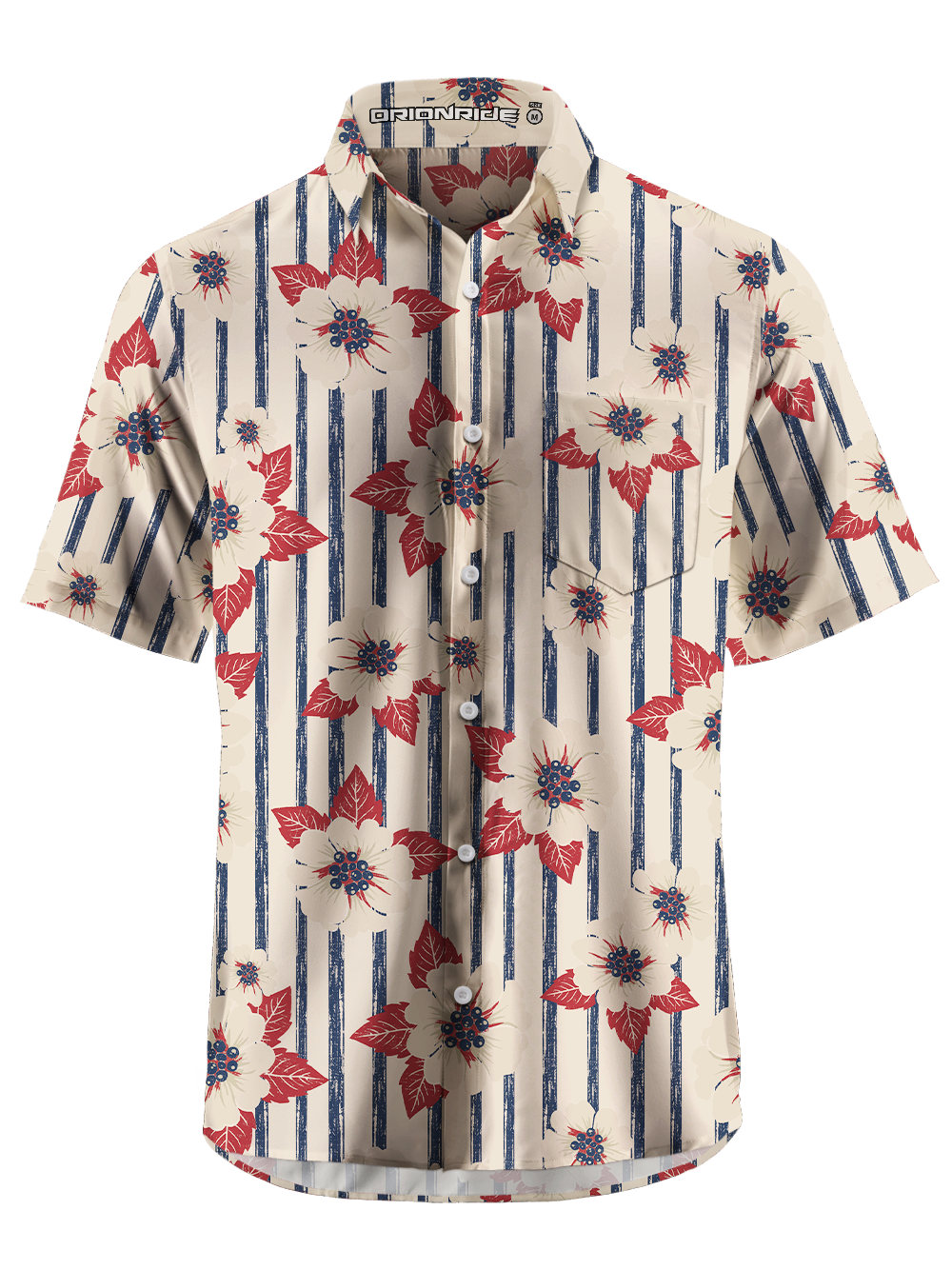 Orionride Retro Bloom Zipper Pockets Ultra Lightweight Short Sleeves Gravel Shirt