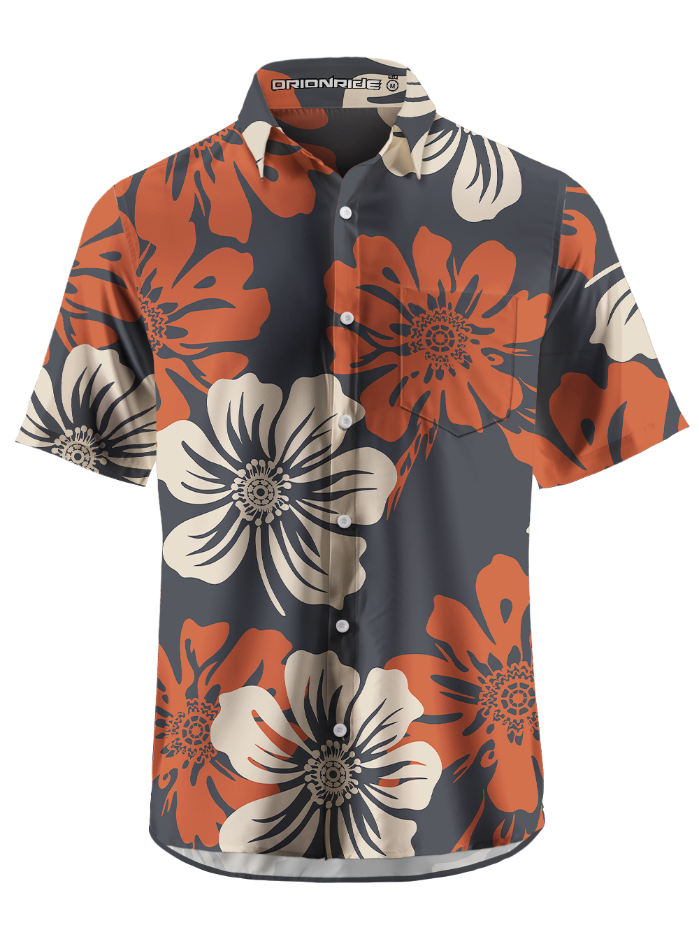 Orionride Large Flowers Zipper Pockets Ultra Lightweight Short Sleeves Gravel Shirt
