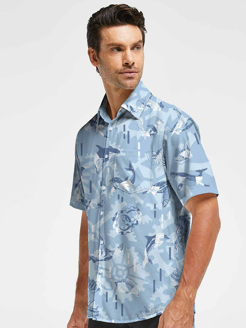 Orionride Lively Underwater World Zipper Pockets Ultra Lightweight Short Sleeves Gravel Shirt