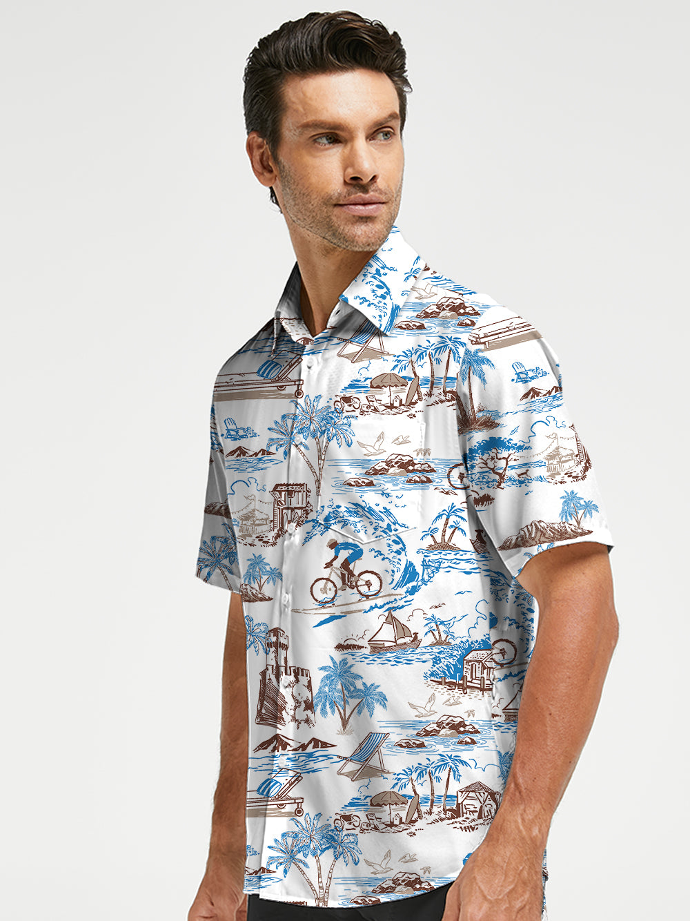 Orionride Summer Beach Zipper Pockets Ultra Lightweight Short Sleeves Gravel Shirt