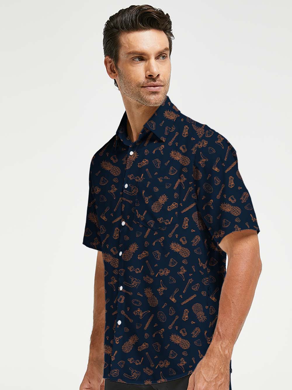 Orionride Pineapple Parts Zipper Pockets Ultra Lightweight Short Sleeves Gravel Shirt