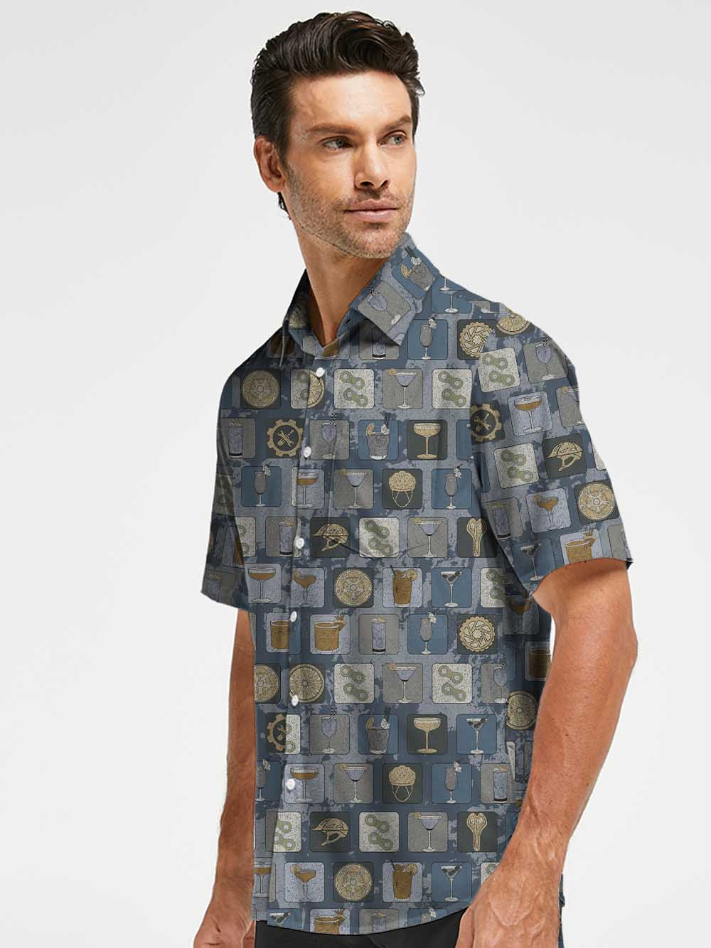 Orionride Mellow Cocktails Zipper Pockets Ultra Lightweight Short Sleeves Gravel Shirt