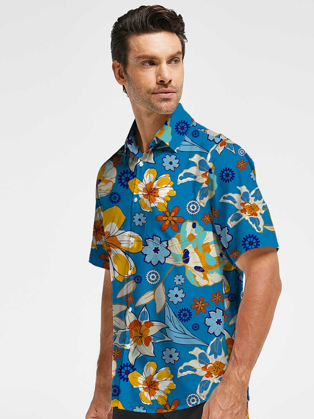 Orionride Budding Flowers Zipper Pockets Ultra Lightweight Short Sleeves Gravel Shirt