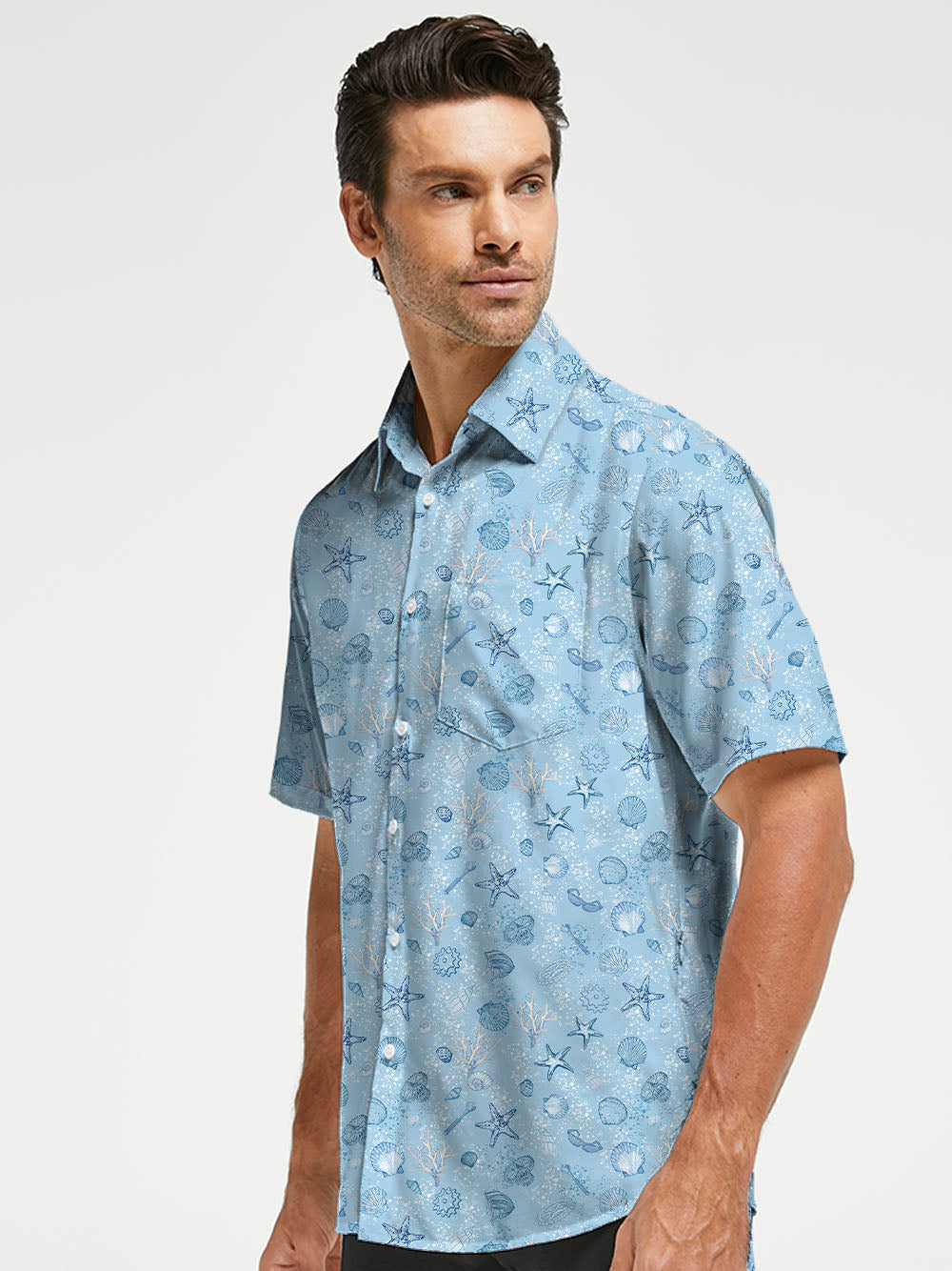 Orionride Starfish Gathering Zipper Pockets Ultra Lightweight Short Sleeves Gravel Shirt