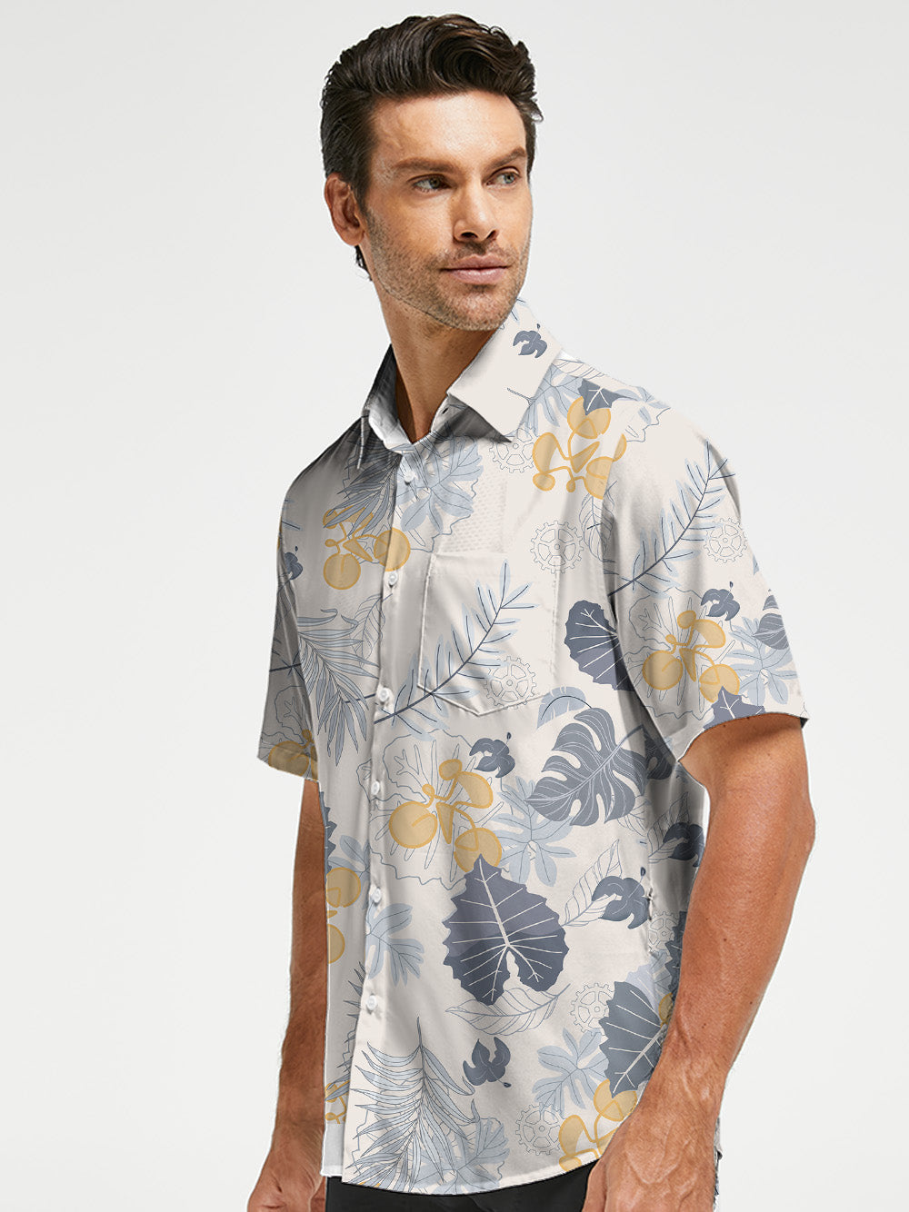 Orionride Dancing Leaves Zipper Pockets Ultra Lightweight Short Sleeves Gravel Shirt