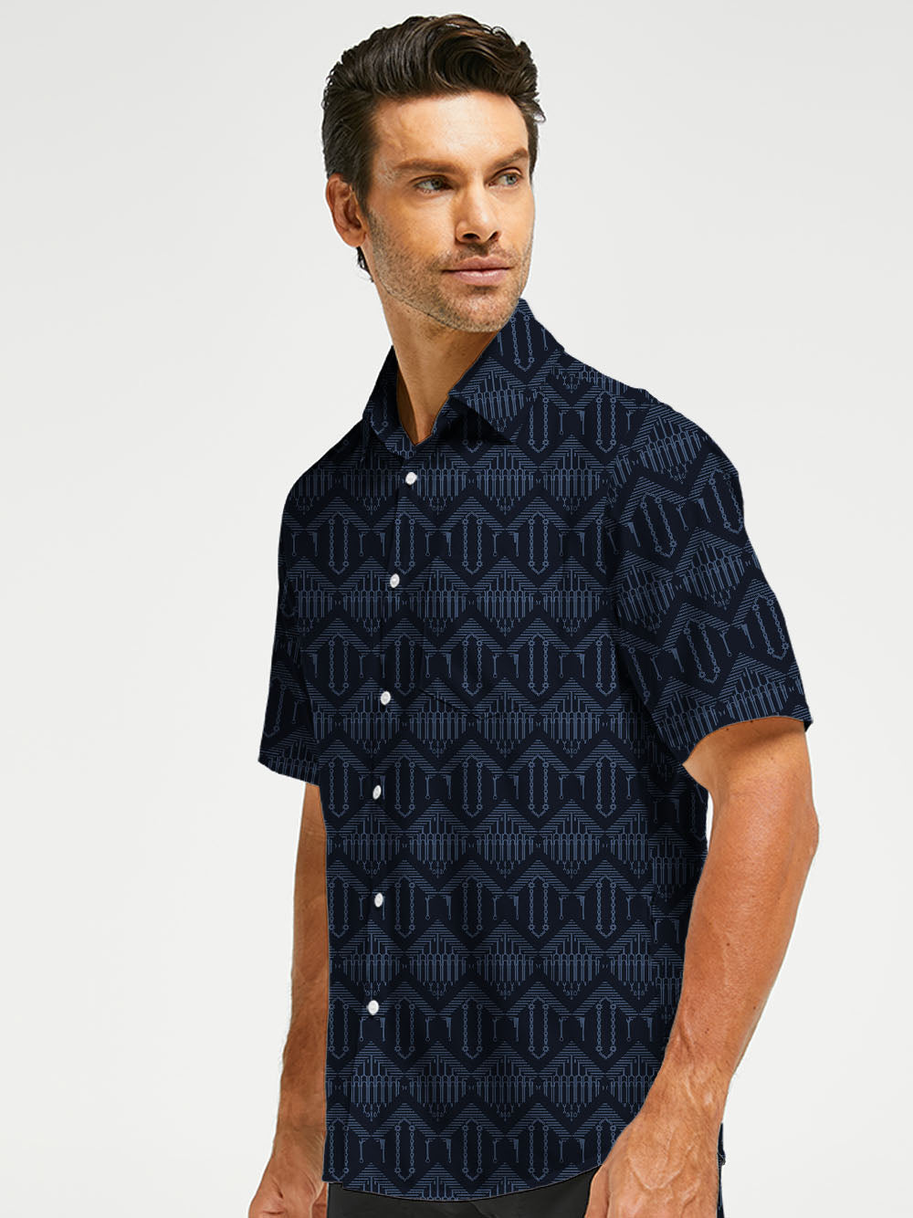 Orionride Checkered Chain Zipper Pockets Ultra Lightweight Short Sleeves Gravel Shirt