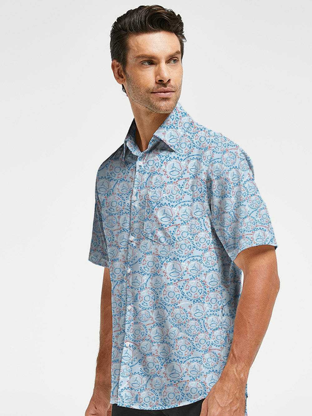 Orionride Gear Shaped Flowers Zipper Pockets Ultra Lightweight Short Sleeves Gravel Shirt