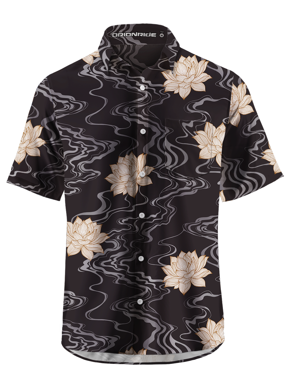 Orionride Golden Lotus Zipper Pockets Ultra Lightweight Short Sleeves Gravel Shirt