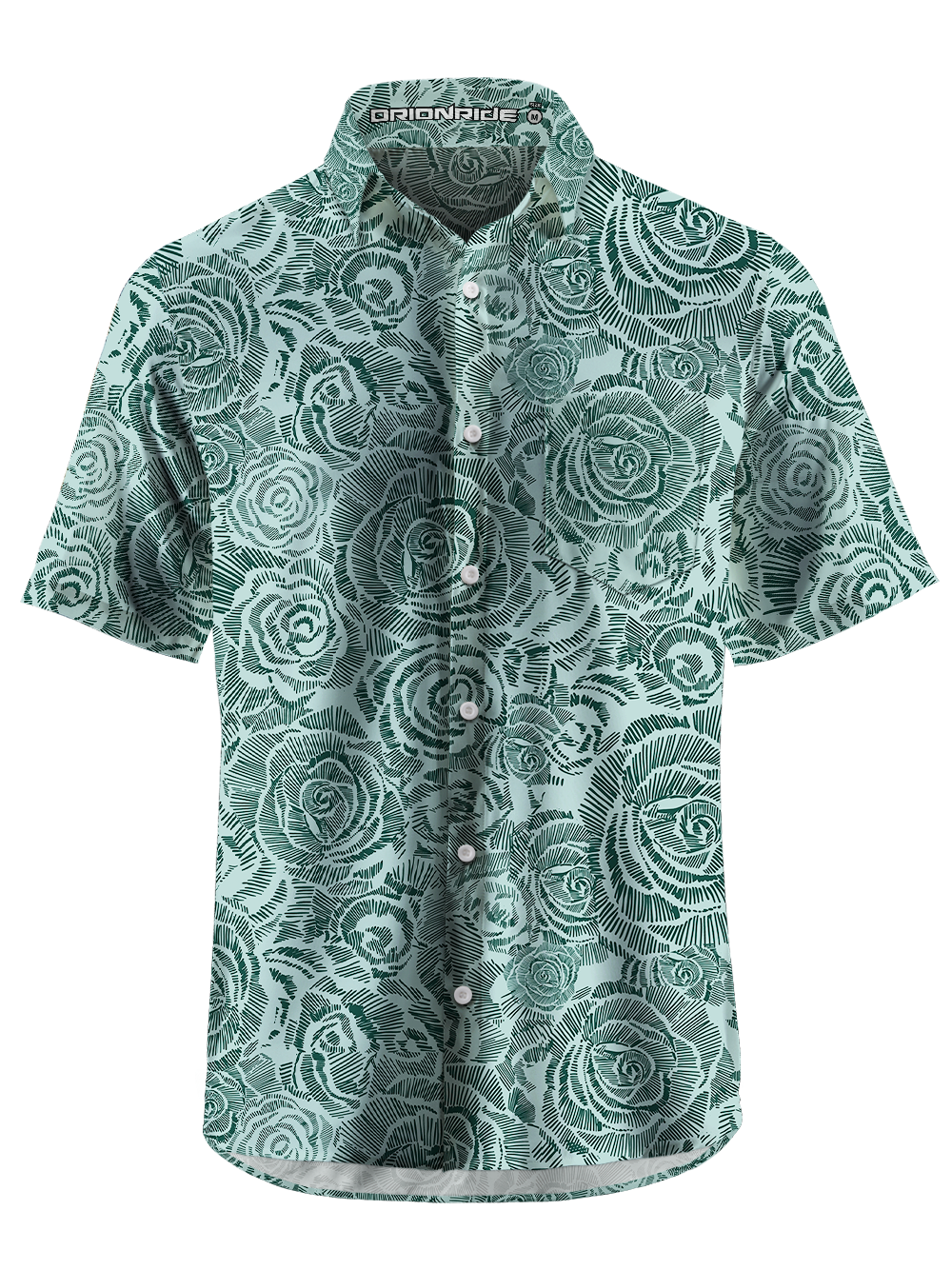 Orionride Rose Outline Zipper Pockets Ultra Lightweight Short Sleeves Gravel Shirt