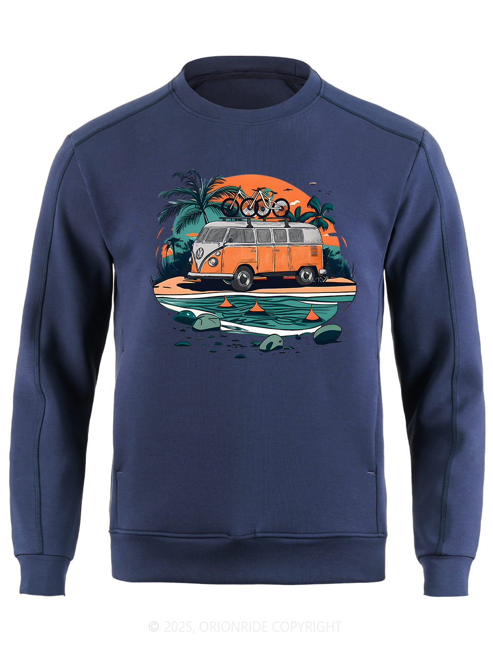Orionride Beach Retro Car Long Sleeve Bike Sweatshirt