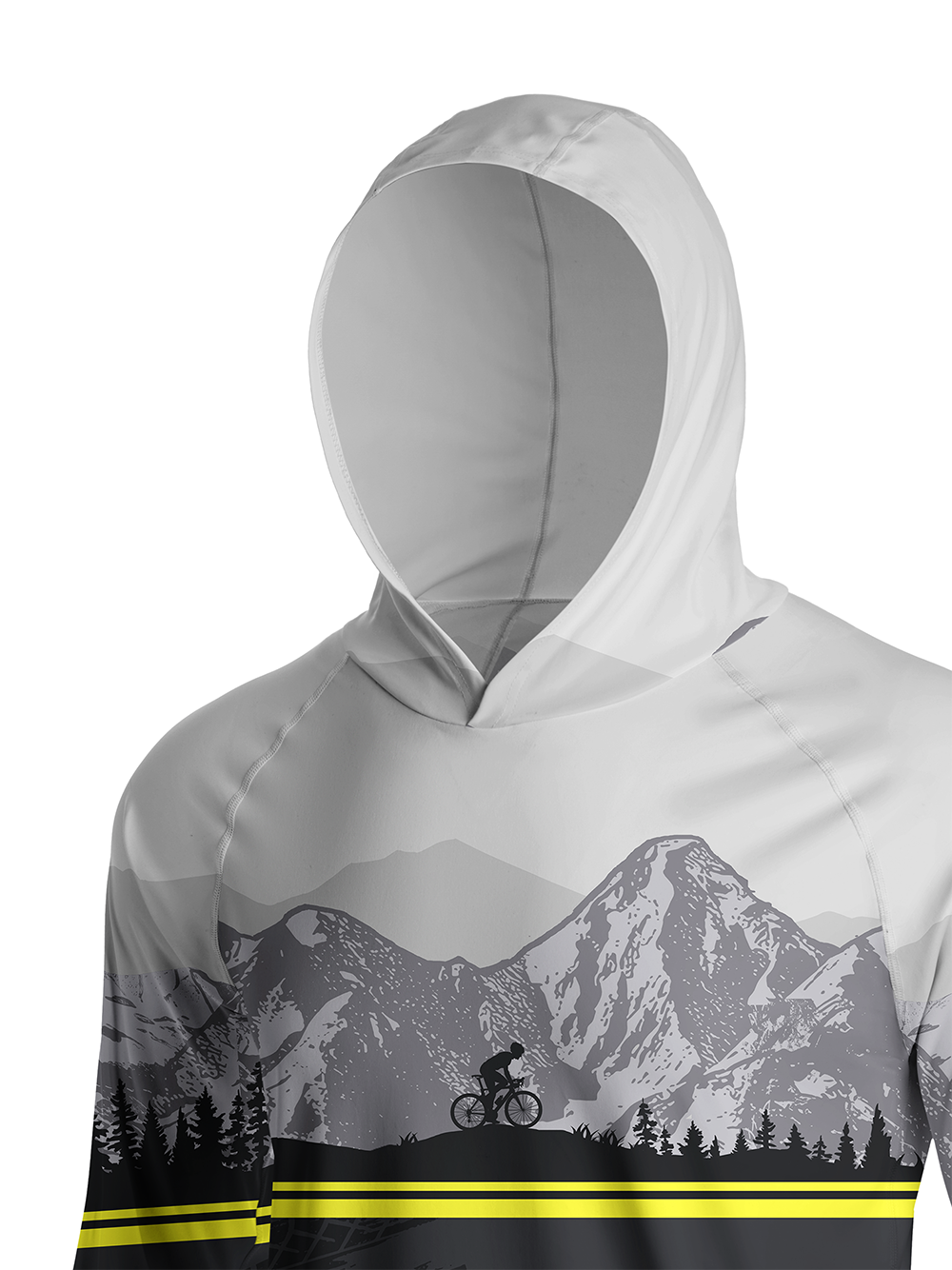 Orionride Layered Mountain Rangese Long Sleeve Cycling Hoodie Shirt