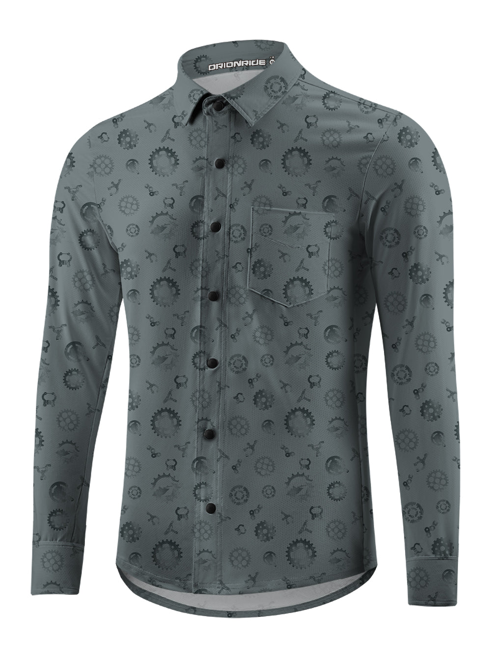 Orionride Ink Painting Parts Men's Stretchy Breathable Long Sleeve Gravel Shirt