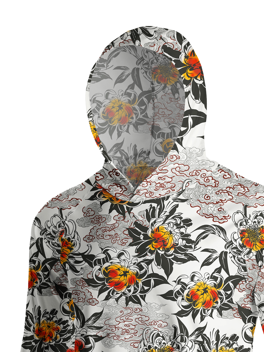 Orionride Chrysanthemums In Full Bloom Long Sleeve Cycling Hoodie Shirt