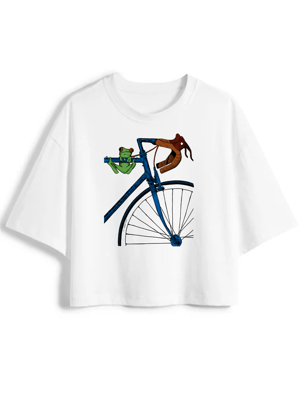 Orionride Frog On The Frame Women's Oversize Cycling Crop Tops