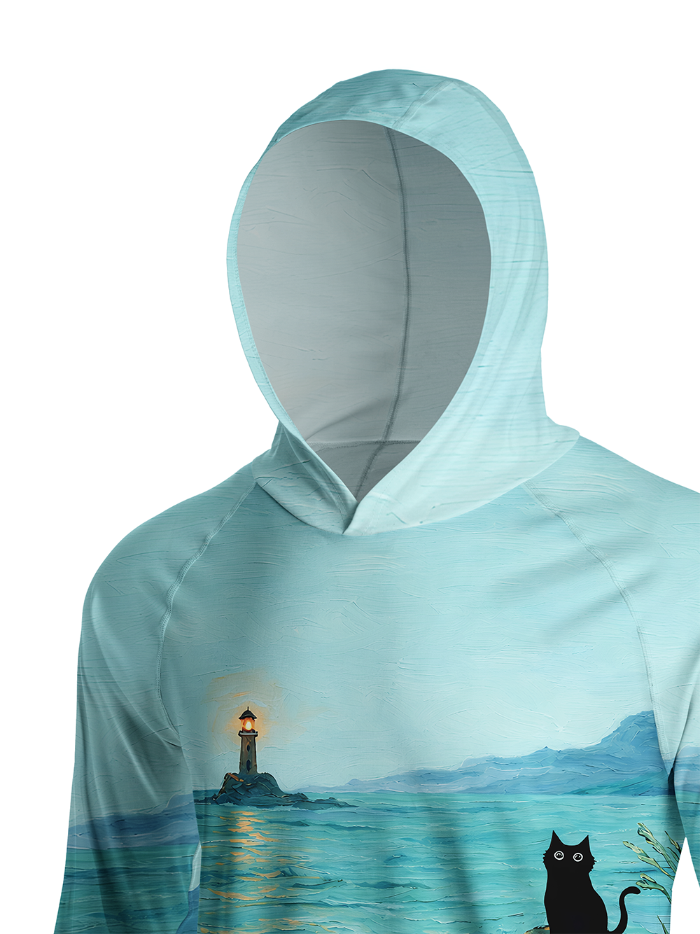 Orionride Curious Black Cat Long Sleeve Cycling Hoodie Shirt