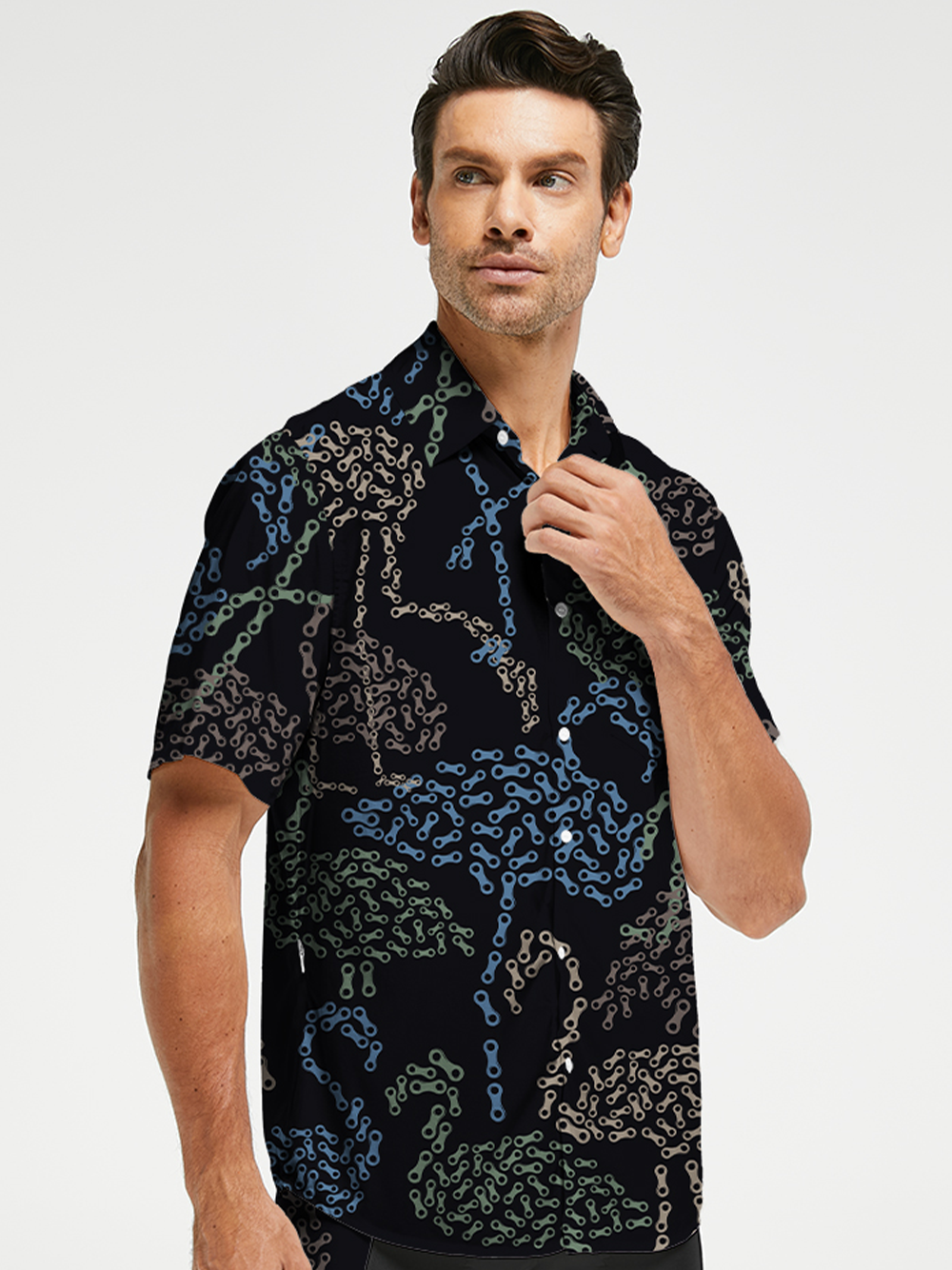 Orionride Chain Flamingos Zipper Pockets Ultra Lightweight Short Sleeves Gravel Shirt