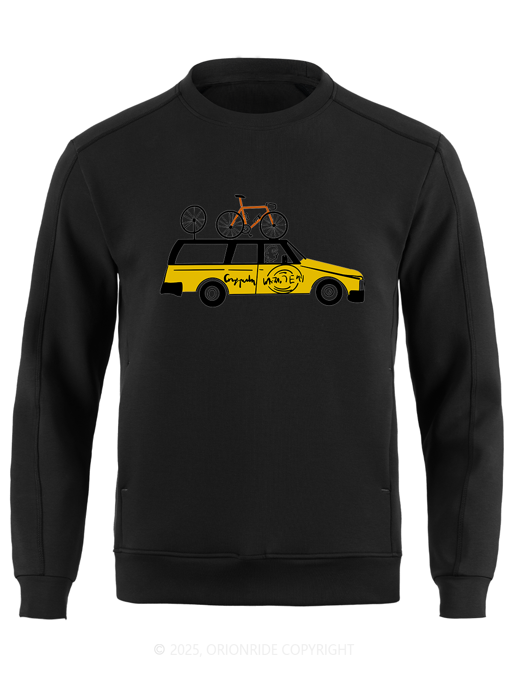 Orionride Yellow Car Long Sleeve Bike Sweatshirt
