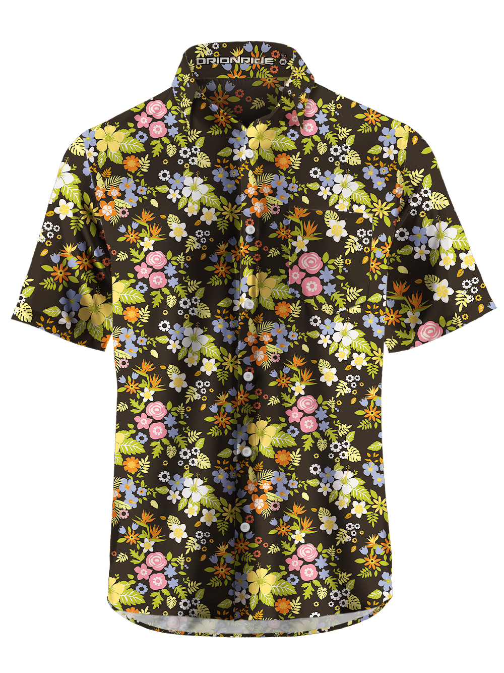 Orionride Tropical Flowers Zipper Pockets Ultra Lightweight Short Sleeves Gravel Shirt