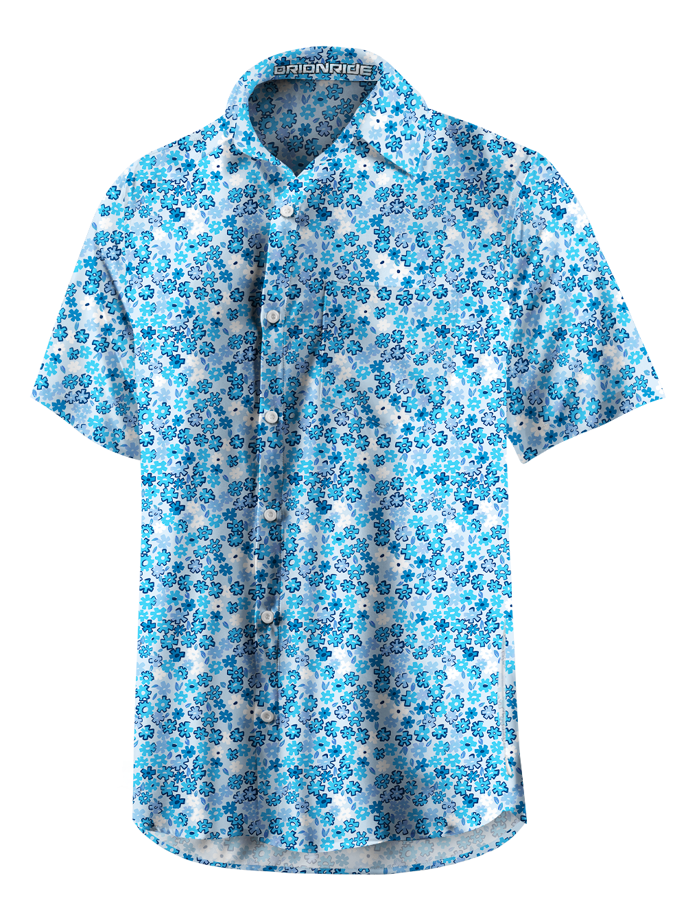 Orionride Floral Chiffon Zipper Pockets Ultra Lightweight Short Sleeves Gravel Shirt