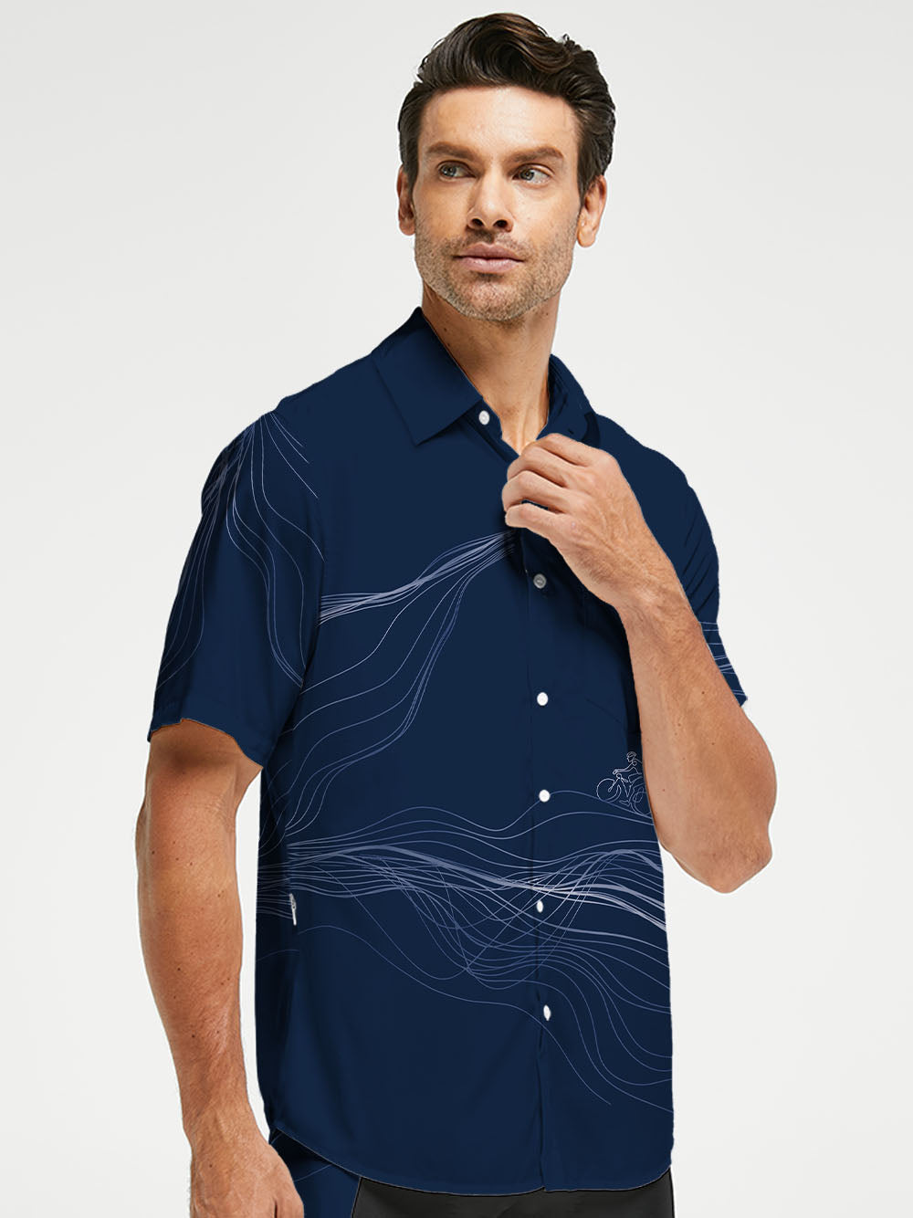 Orionride Spatial Lines Zipper Pockets Ultra Lightweight Short Sleeves Gravel Shirt