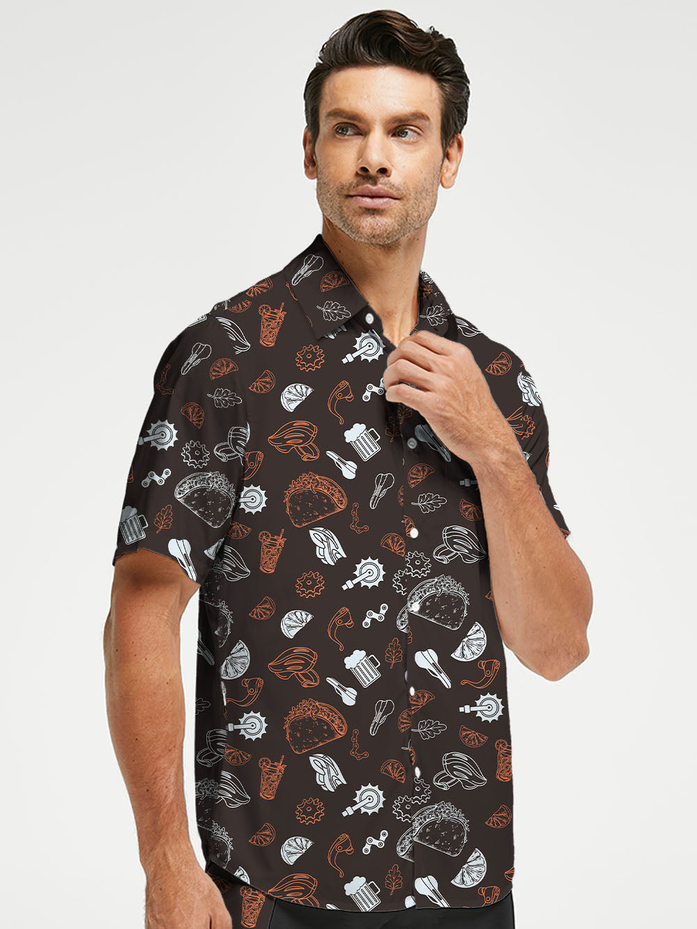 Orionride Food Party Zipper Pockets Ultra Lightweight Short Sleeves Gravel Shirt