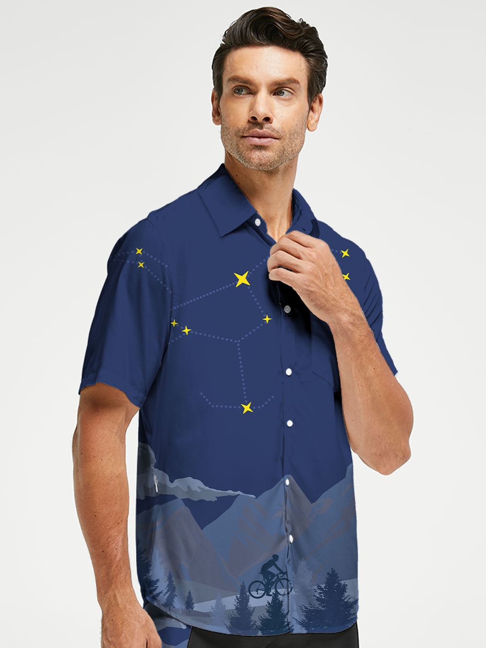 Orionride Cycling Under The Stars Zipper Pockets Ultra Lightweight Short Sleeves Gravel Shirt