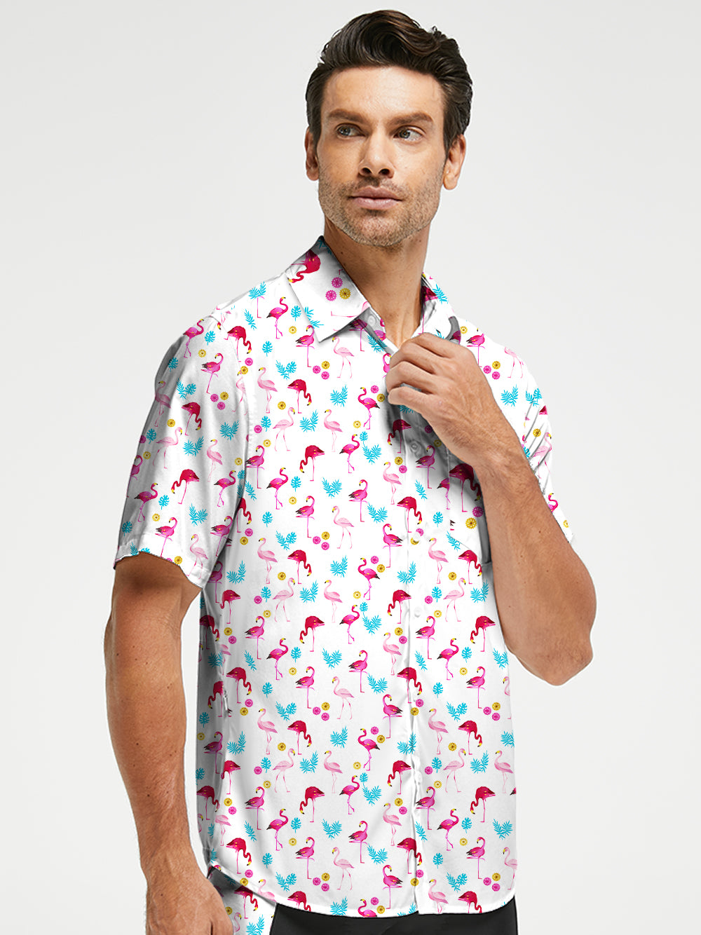 Orionride Dancing Flamingo Zipper Pockets Ultra Lightweight Short Sleeves Gravel Shirt