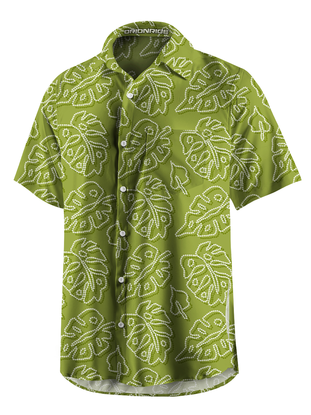 Orionride Tropical Plant Leaves Zipper Pockets Ultra Lightweight Short Sleeves Gravel Shirt