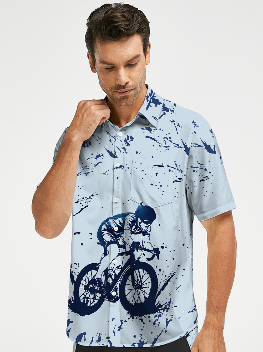 Orionride Ink Art Zipper Pockets Ultra Lightweight Short Sleeves Gravel Shirt