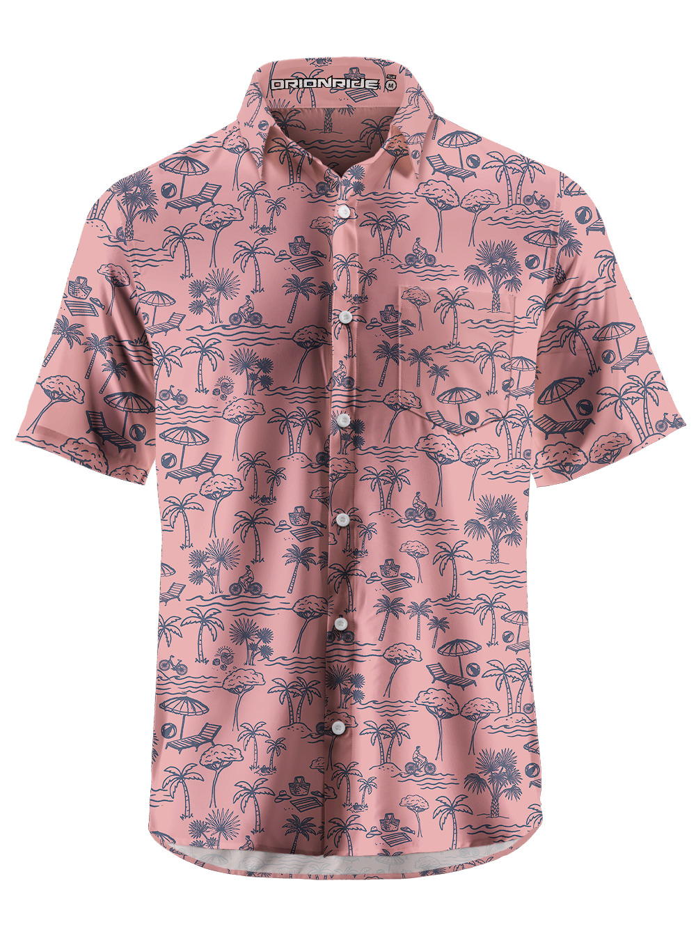 Orionride Beach Coconut Trees Zipper Pockets Ultra Lightweight Short Sleeves Gravel Shirt