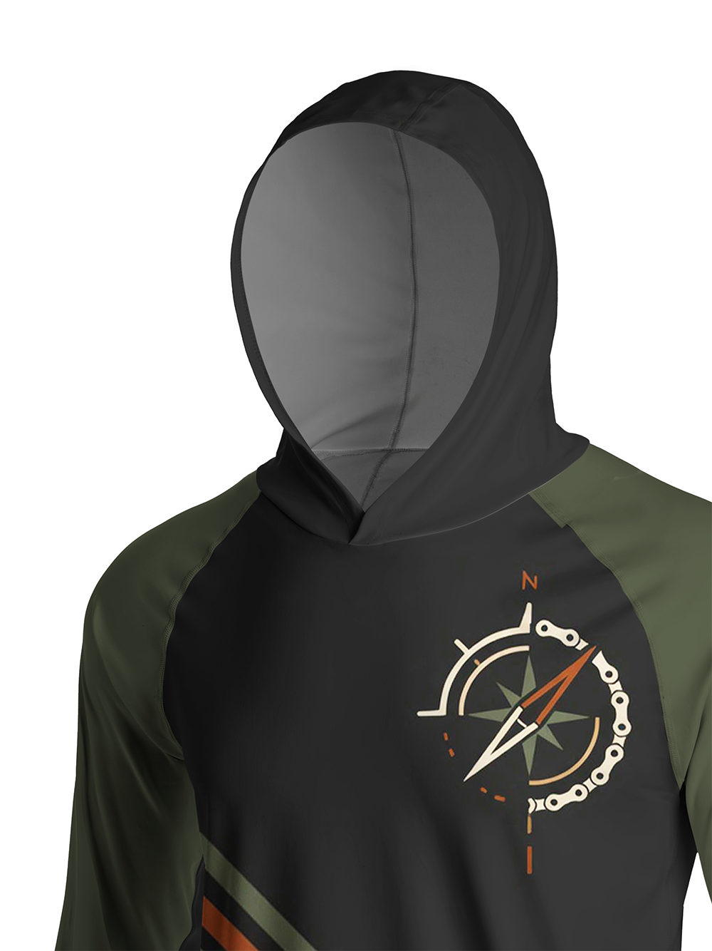 Orionride Chain-Link Compass Long Sleeve Cycling Hoodie Shirt