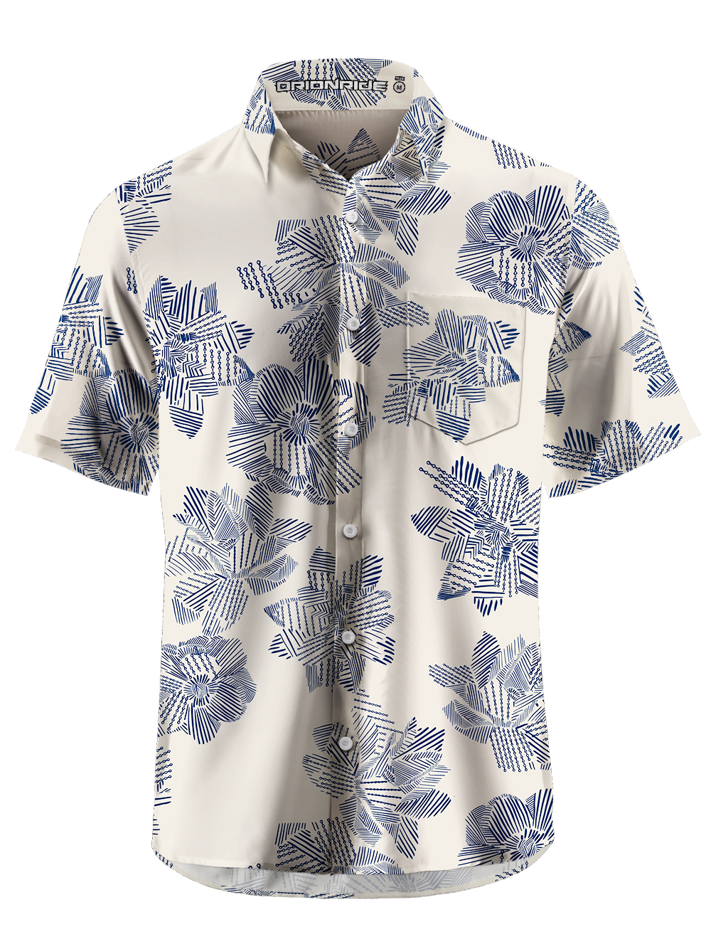 Orionride Diagonal Flowers Zipper Pockets Ultra Lightweight Short Sleeves Gravel Shirt