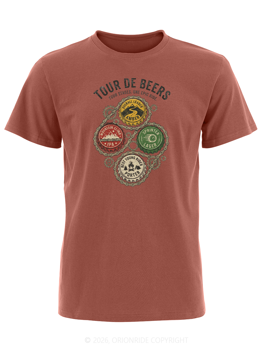 Orionride Colorful Beer Caps Short Sleeves Bike T-Shirt