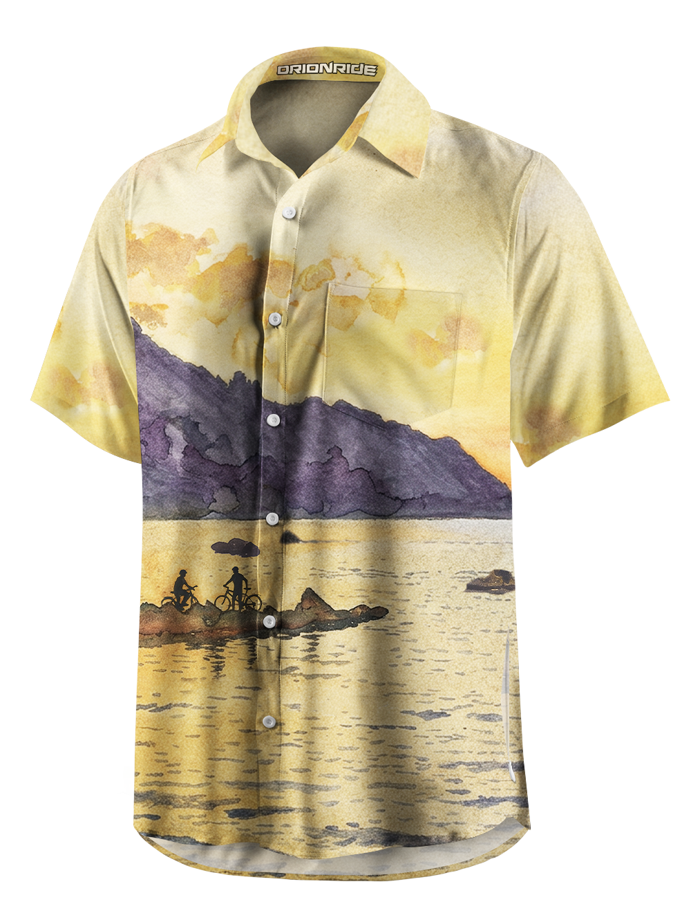Orionride Dawn Clouds Zipper Pockets Ultra Lightweight Short Sleeves Gravel Shirt