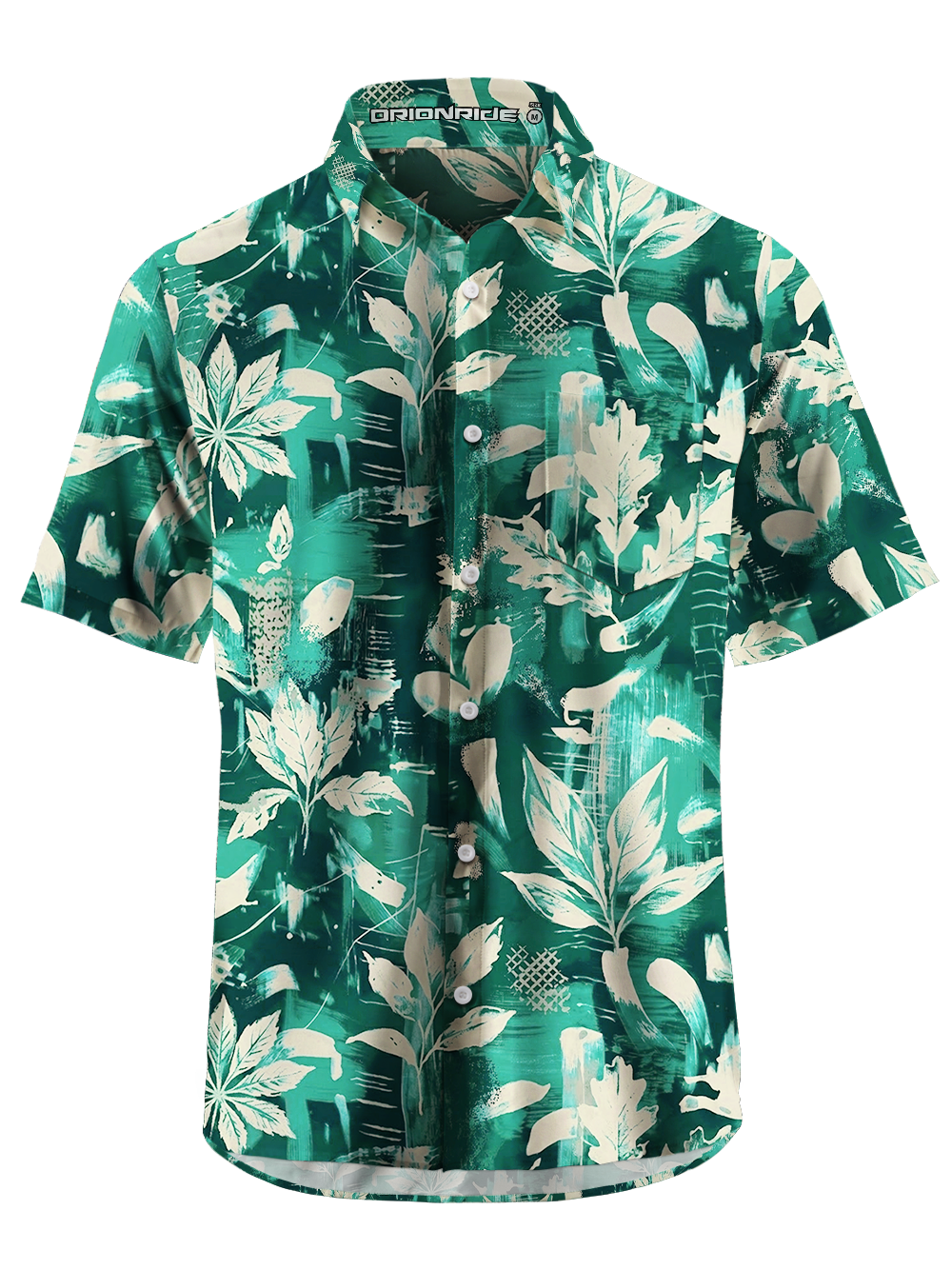 Orionride Leaf Graffiti Zipper Pockets Ultra Lightweight Short Sleeves Gravel Shirt