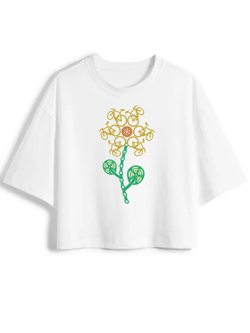 Orionride Sunflower Women's Oversize Cycling Crop Tops