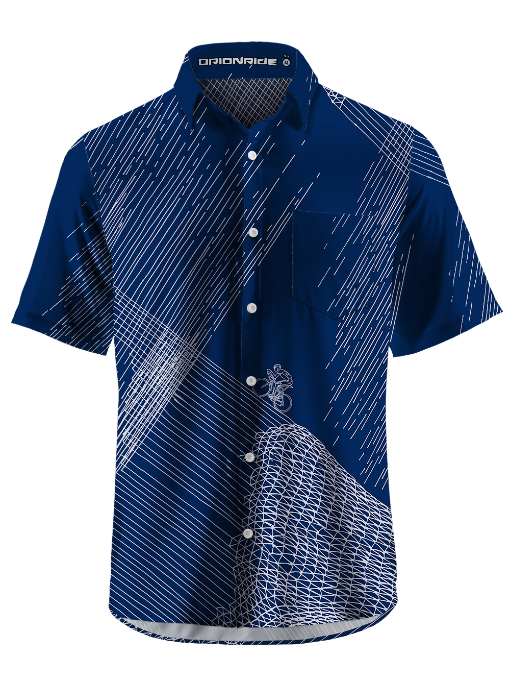 Orionride Topographical Sketch Zipper Pockets Ultra Lightweight Short Sleeves Gravel Shirt