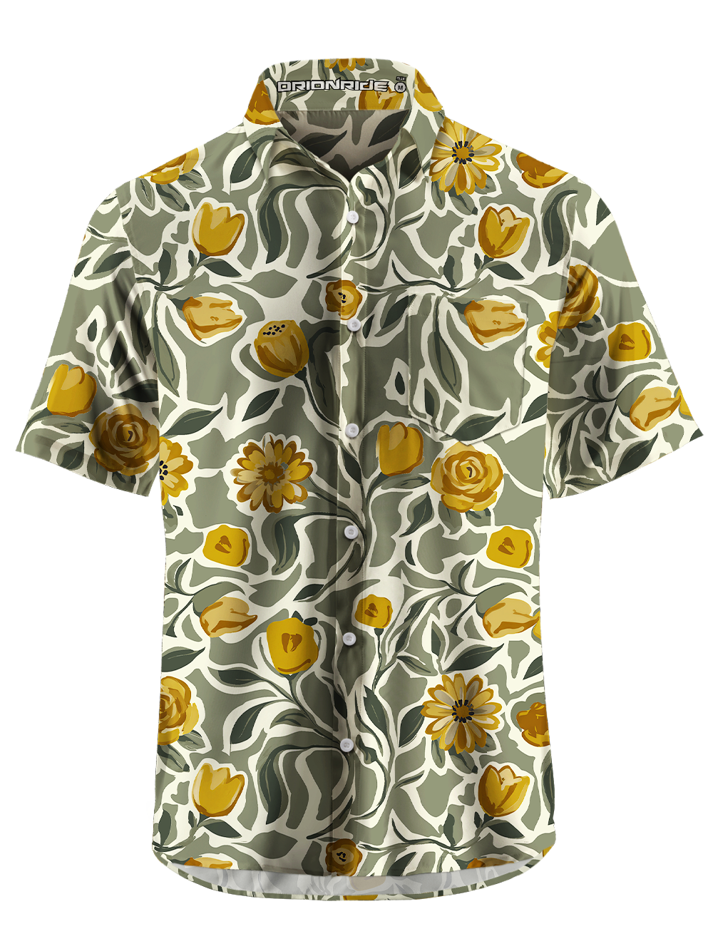 Orionride Vine Flower Code Zipper Pockets Ultra Lightweight Short Sleeves Gravel Shirt
