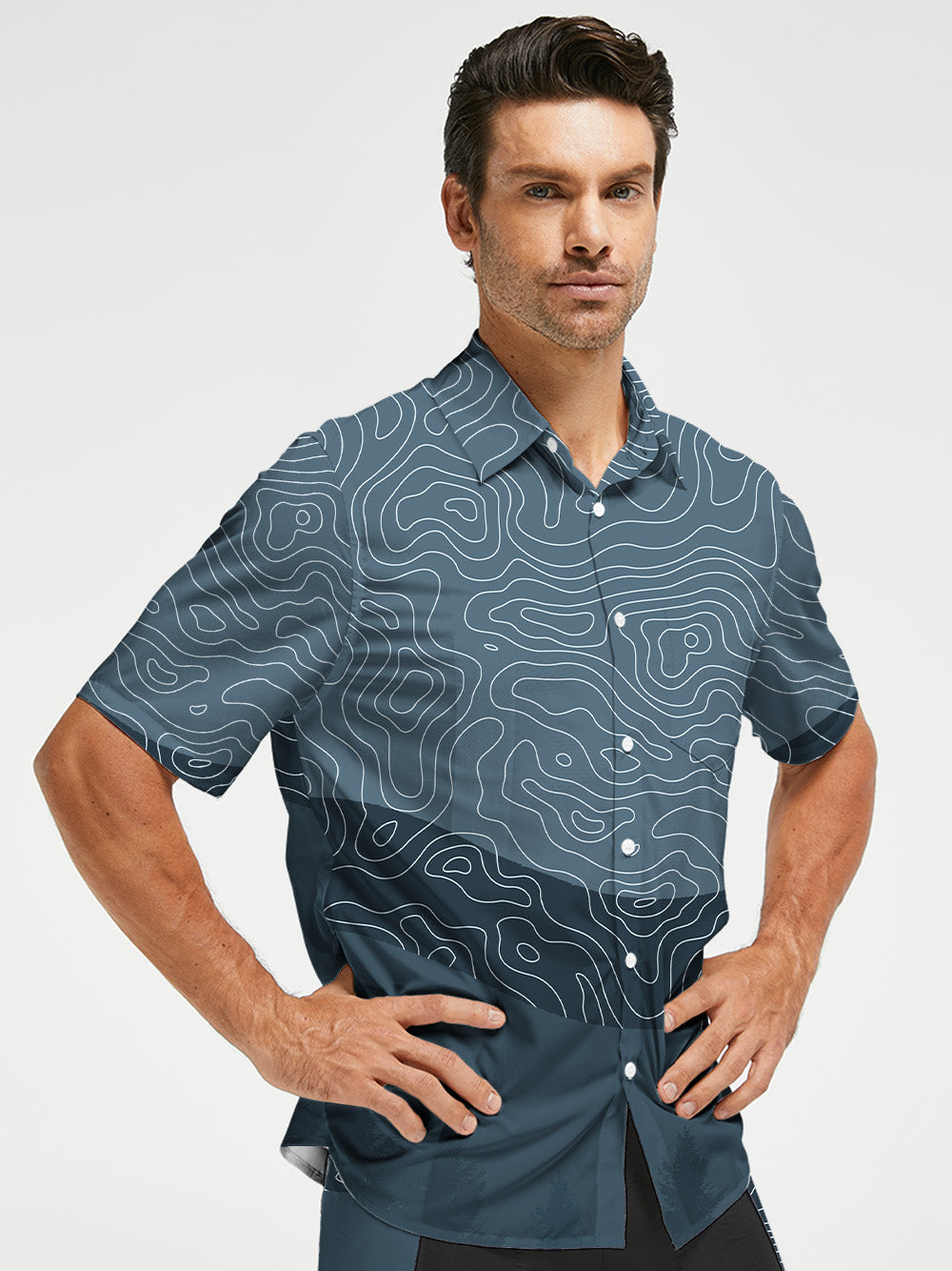 Orionride Challenging Contour Lines Zipper Pockets Ultra Lightweight Short Sleeves Gravel Shirt