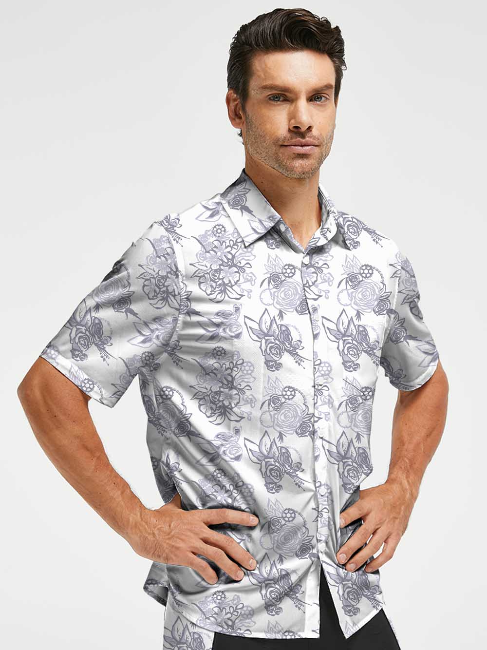 Orionride Simple Rose Zipper Pockets Ultra Lightweight Short Sleeves Gravel Shirt