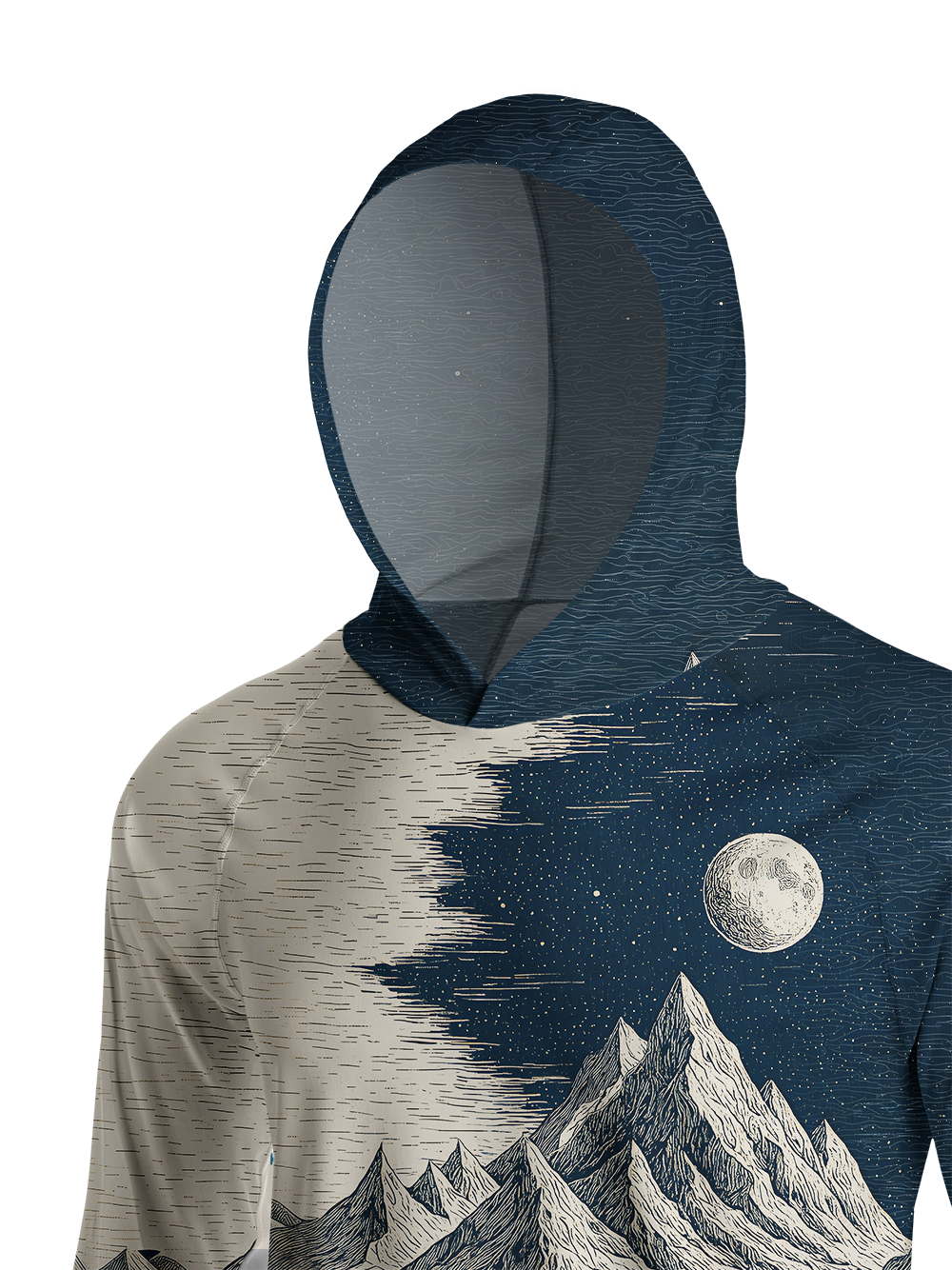 Orionride Mountains At Night Long Sleeve Cycling Hoodie Shirt